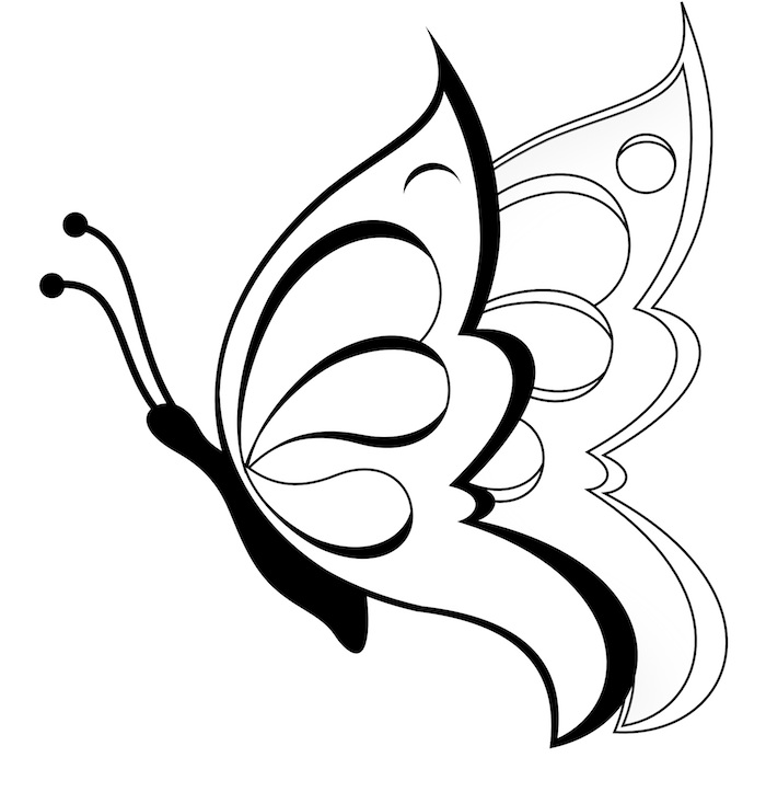 Tu je nápad na motýľové tetovanie s dvoma veľkými bielymi krídlami