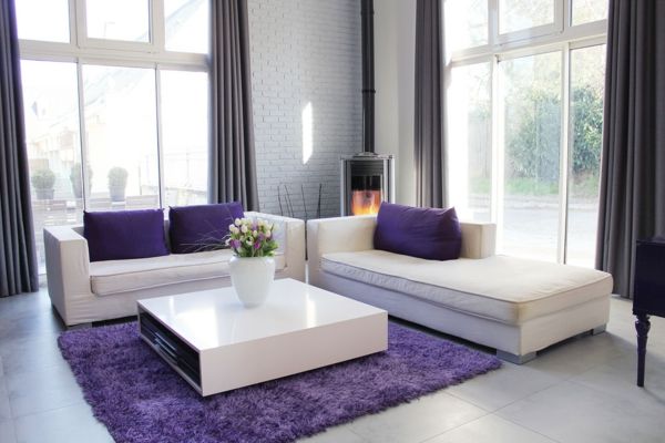 Nordic-mode in-camera de design-alb-violet și-