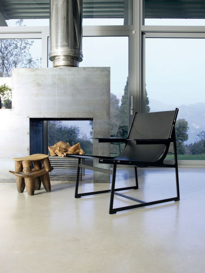 öppen spis trä pall-solid-massivt trä-svart-designer-stol vitt golv