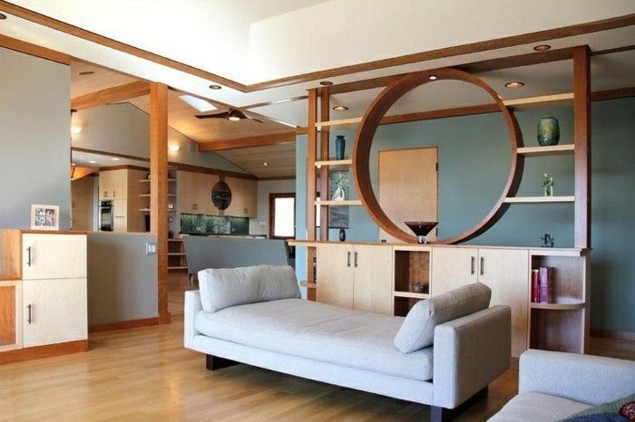 öppen bokhylla-rumsavdelare partition hållbarhet vardagsrum hylla än rumsavdelare trägolv, trä-shelf-vit soffa