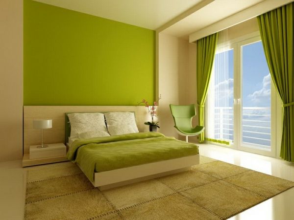 olivengrønn vegg farge moderne interiør soverom-in-Grønn