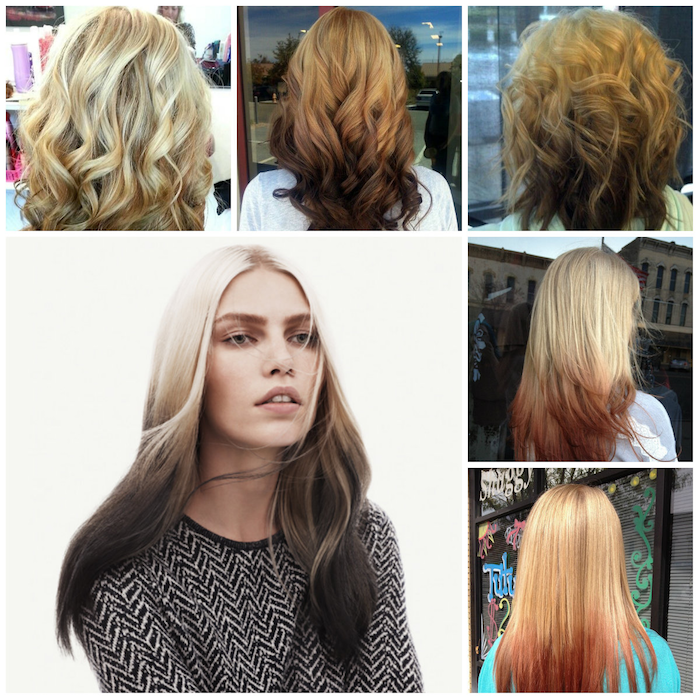 hår ombre tips i olika färger ovanliga idéer för frisyrer modell