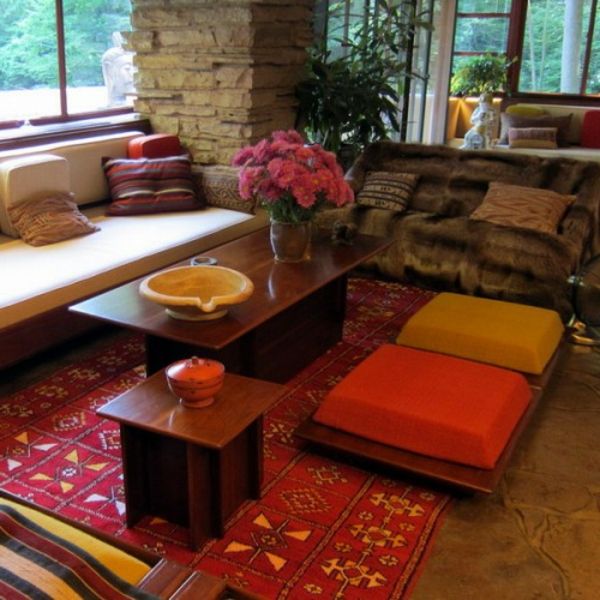 leseno usmerjeno pohištvo orientalske mize za gnezdo