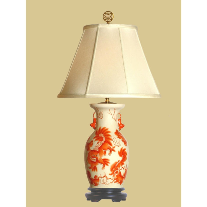 lampă de porțelan oriental Foo Dog model de design elegant