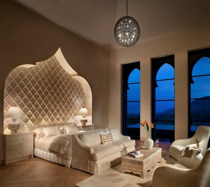 orientalske tkanine velike okenske svetilke postelje design bela spalna svetila luksuzni design sanjsko