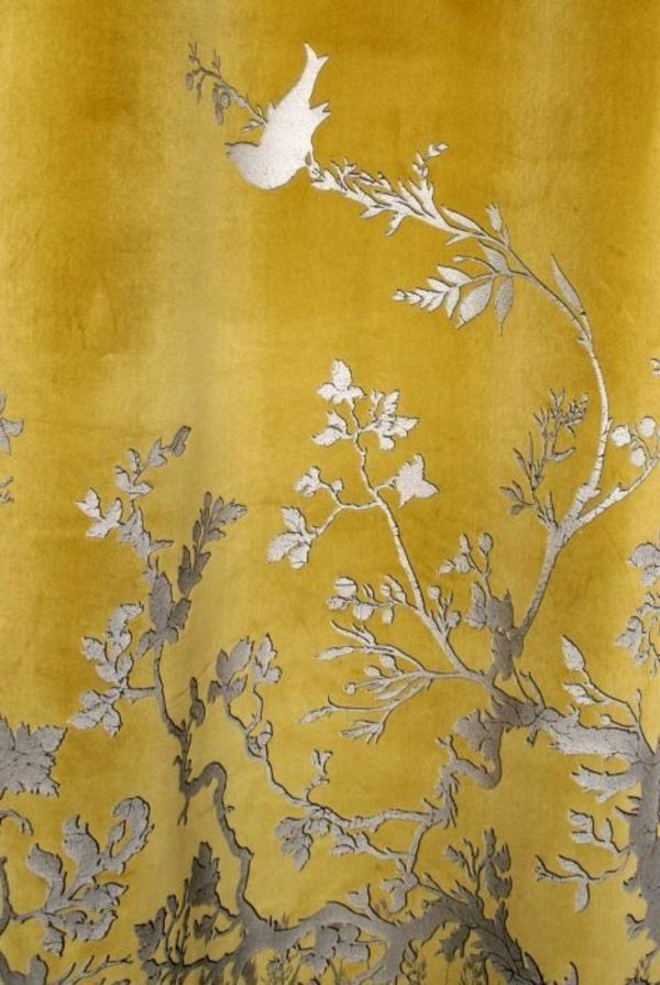 Orientalnym zasłony-złoto-bird-pattern