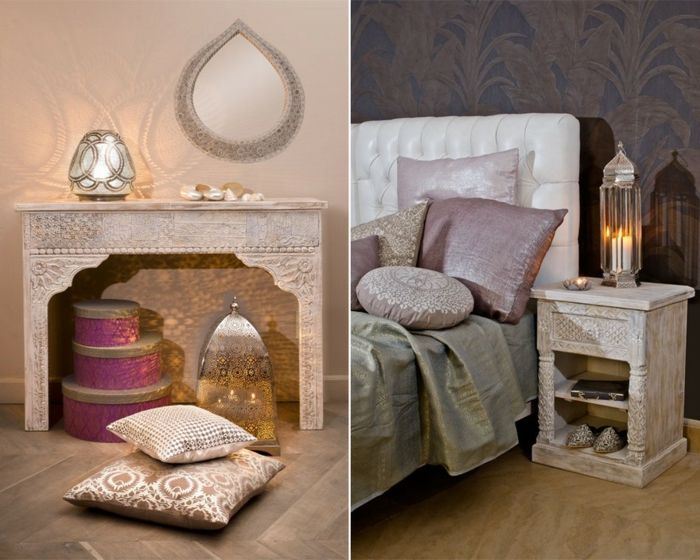 orientalisk rumsdesign nödvändig dekoration kudde med skrivmönster lantern ljus spegel