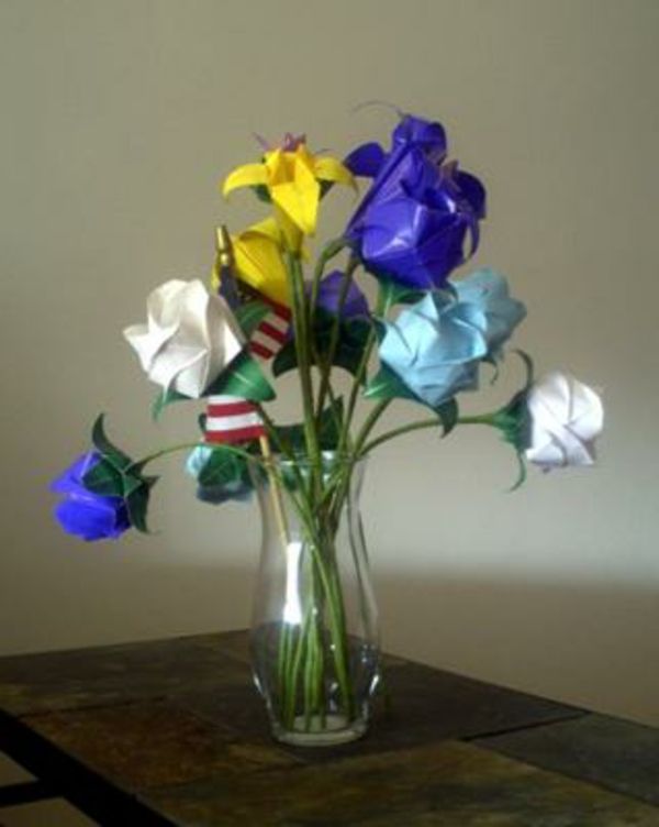 vaso-roses origami-fiore-