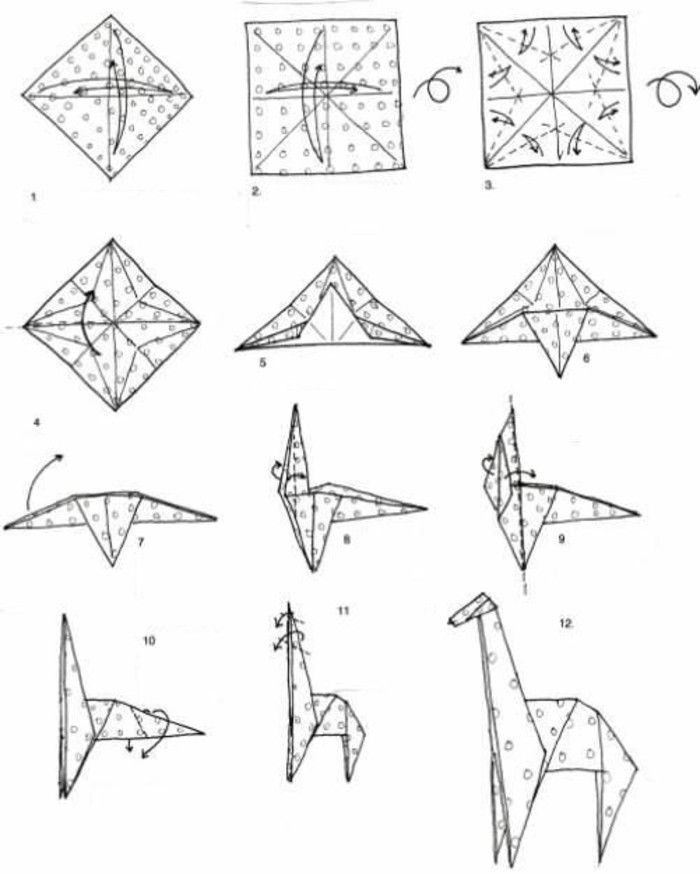 origami girafa-ușor-pliere instrucțiuni-best-pliere pliere instrucțiuni de instrucțiuni tehnică de hârtie origami-pliere