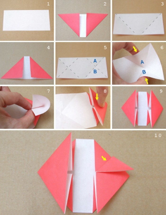 Origami-širdis-rožinė Origami širdies lankstymo techniką, popieriaus Origami-lankstymo instrukcija