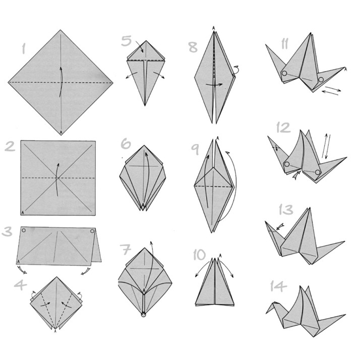 Origami žeriavu Kranich vráskam origami-foldingmanuals-origami skladanie inštrukcií origami žeriav-významný