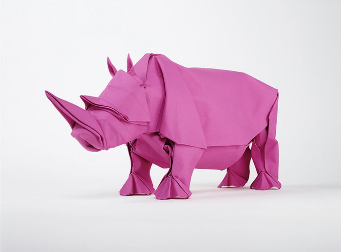 Origamiden hayvanlar-a-pembe Rhino