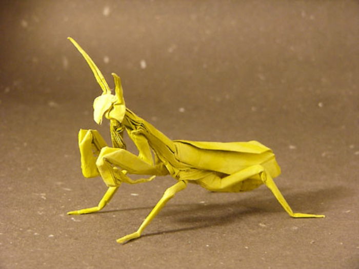 Origami-gyvūnai-geltona-žiogas