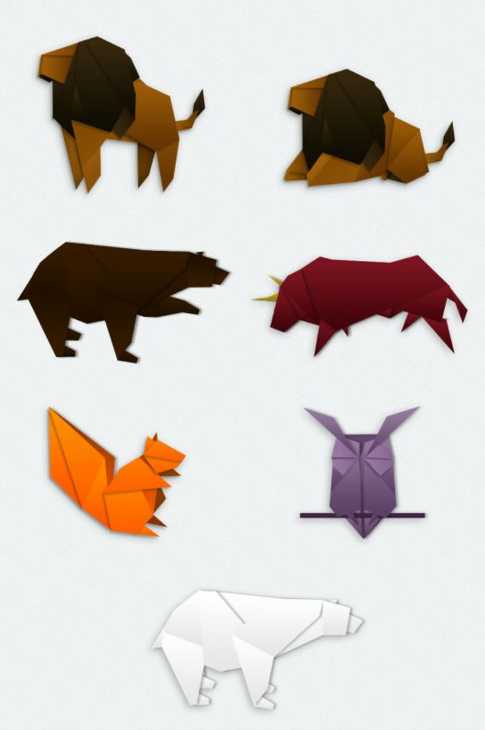 origami-animali-molti animali- diverso