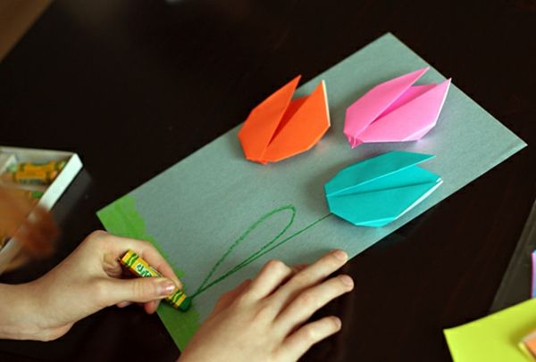origami tulip - pekná karta drotár
