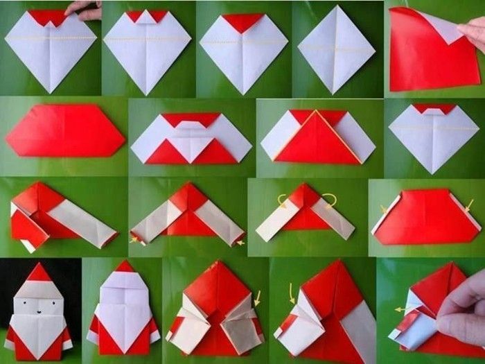 Origami-Kalėdų-Origami-Santa-origami skaičiai Origami-foldingmanuals