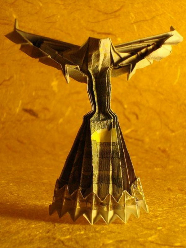 origami-till-jul-mycket märkbar - gul bakgrund