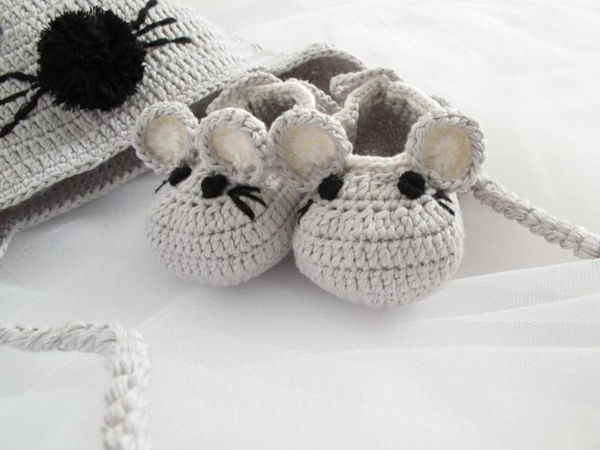 original_hand-nėrimo kūdikis pelės-kepurės-and-bateliai