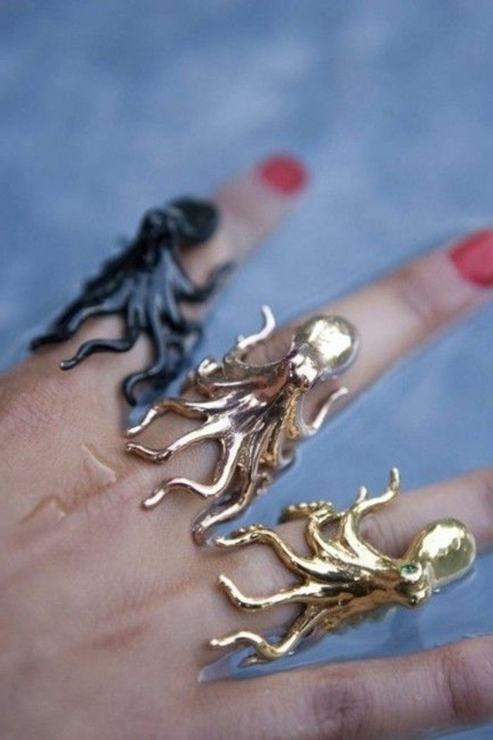 original designer ringar Octopus off olika metaller
