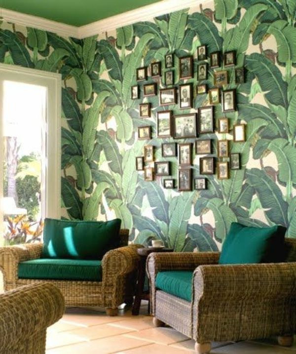 Prvotni stene stenske oblikovanje-zeleno listje