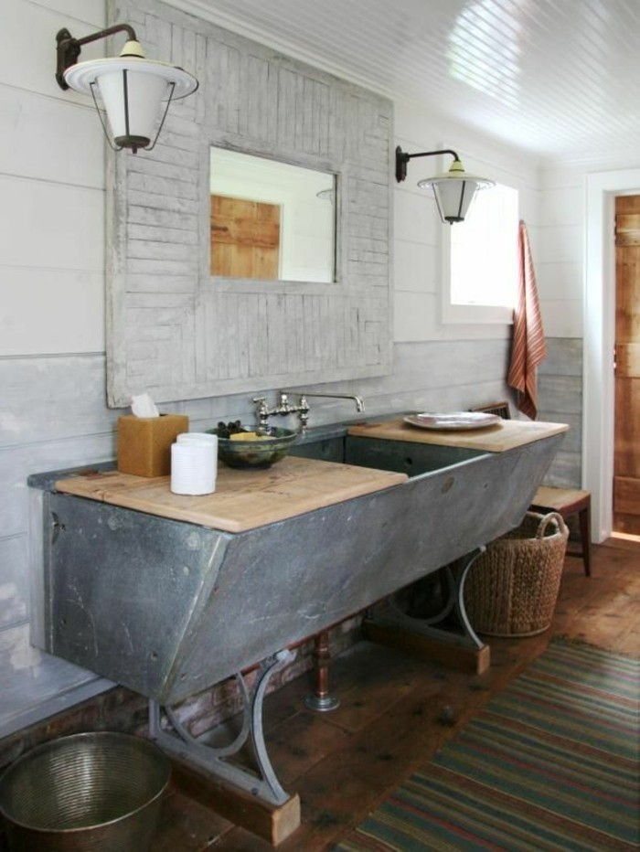 original-badrum-idéer-intressant-sink-mycket-rustik konstruktion