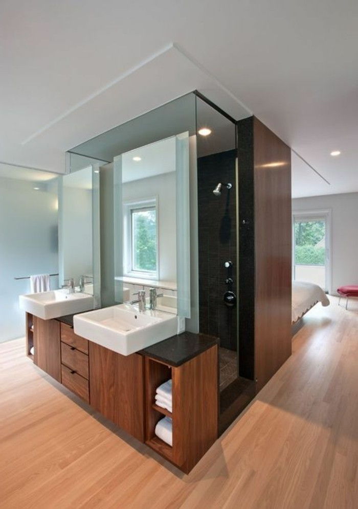originele badkamer ideeën-douchecabine en-wit-sink