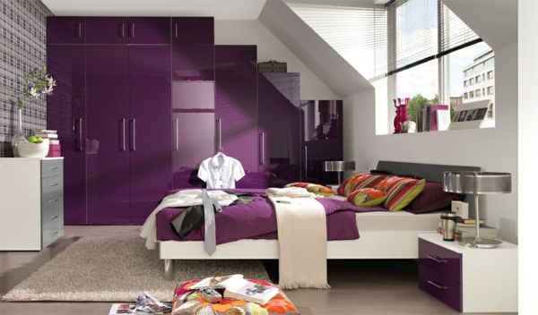 originale farge-ideer-for-roms-lilla-farge-moderne penthouse