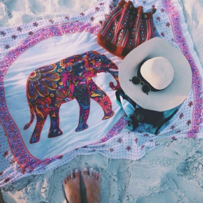 original trasa Elephant indisk stil ryggsäck Straw Hat Solglasögon sandstrand