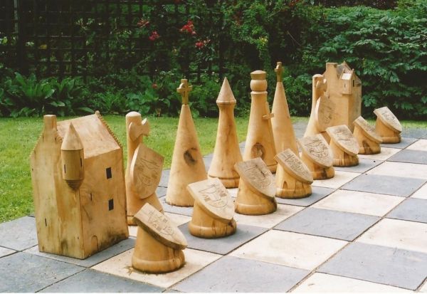 utomhus schack Made figurer