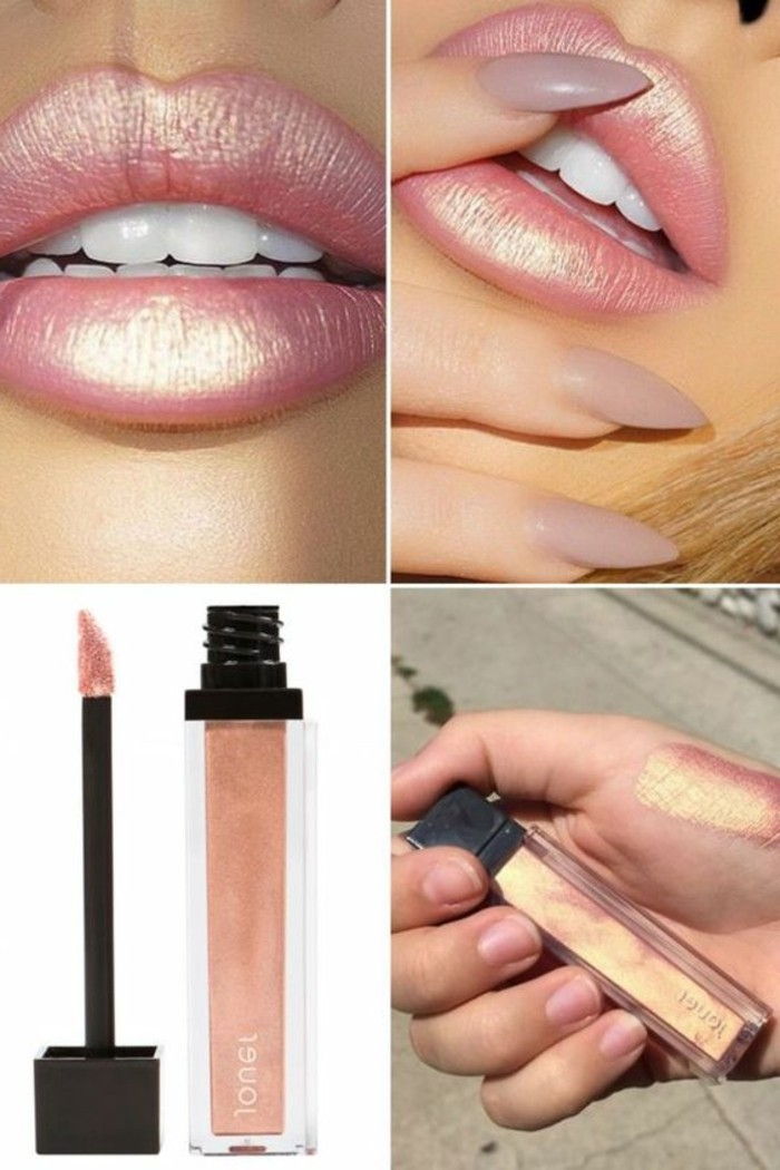 party-make-up-zlato-roza-barvno lipgloss-ustnice-šminka, gloss Catching-barvni