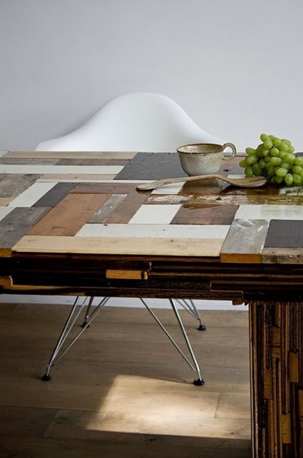 mozaic din lemn de masă cu design modern-mare apartament