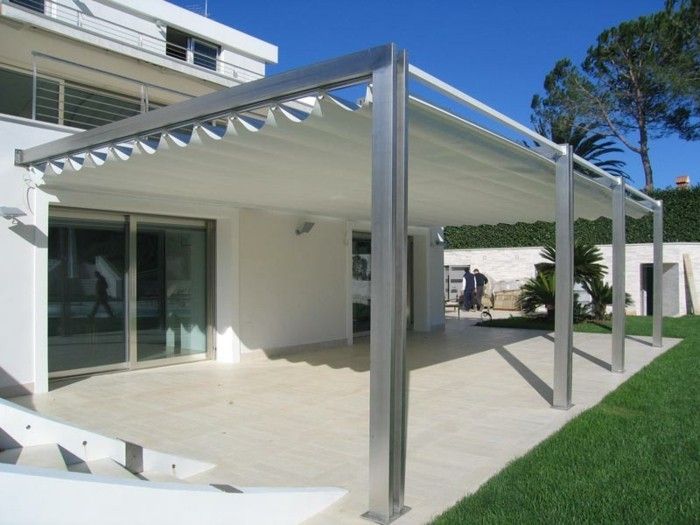 pergola-metal-moderno oblikovanje dvorišču-design