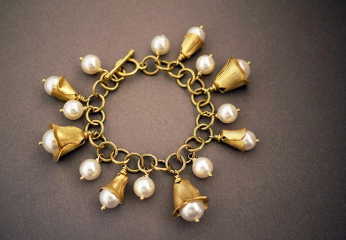 perlové náhrdelníky, self-made žlto-perlový náhrdelník-like Flowers
