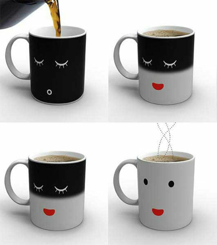 personlig kaffekopp med roliga ansikten