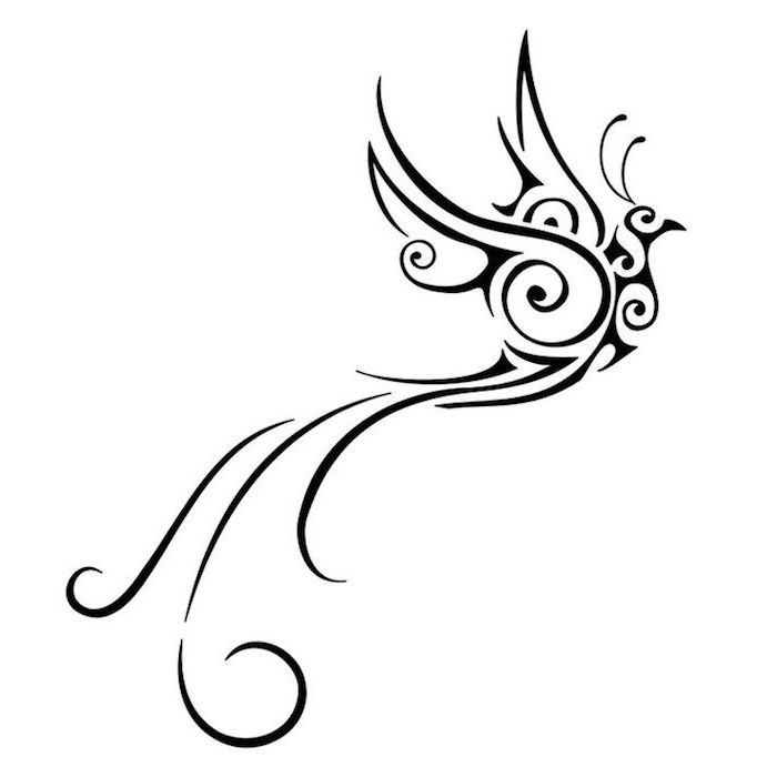 een zwarte vliegende feniks met twee zwarte vleugels met zwarte veren - feniksbeelden tatoeage