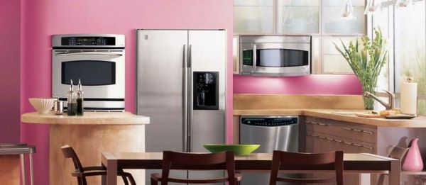 roz-perete-culoare-super-look-room-mobilier modern de bucatarie