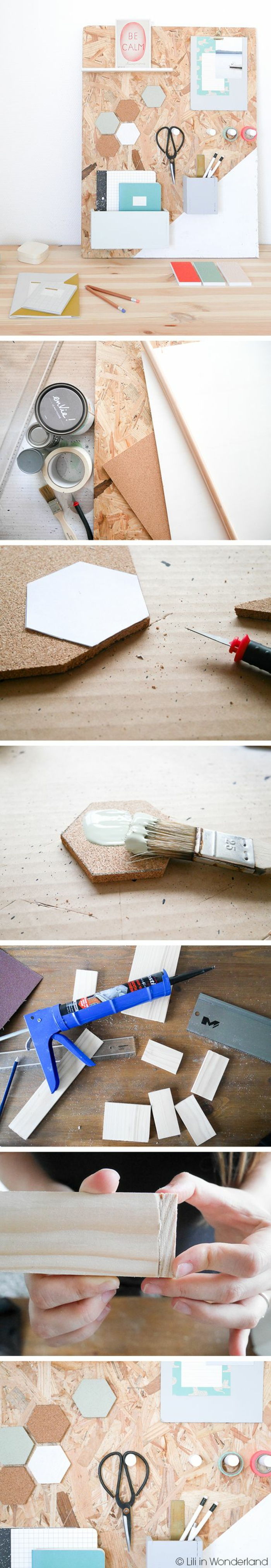 diy wooden pin board, masker, pennholder, pensel