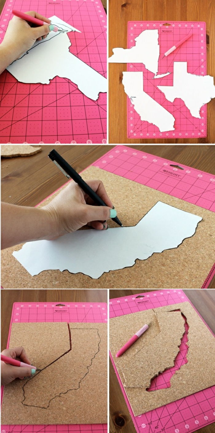 vytvorte si mapu sveta, stav papiera, šablónu, skalpel, rezačka, pero