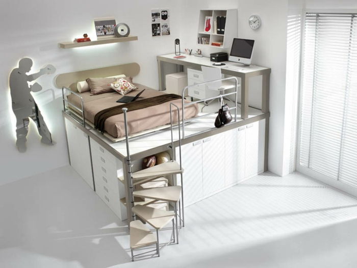 priestorovo úsporné-nábytok-nádherné-bielo-lôžková