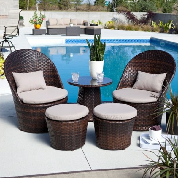 polyrattan-garden table-mocha-chair-fezes-side móveis Round-fezes