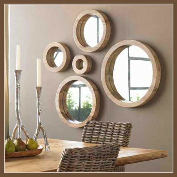 spegel round-trä-frame-chic-ädel ny modern enkel, elegant brun