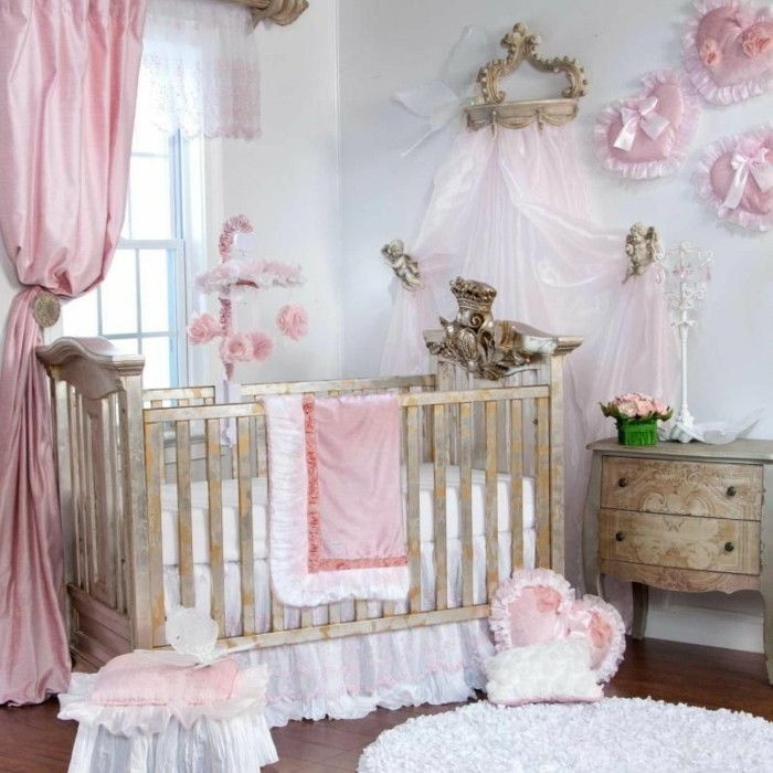 princesė kūdikio miegamojo Make-rožinis-elementai-gražūs-vaikiška lovelė