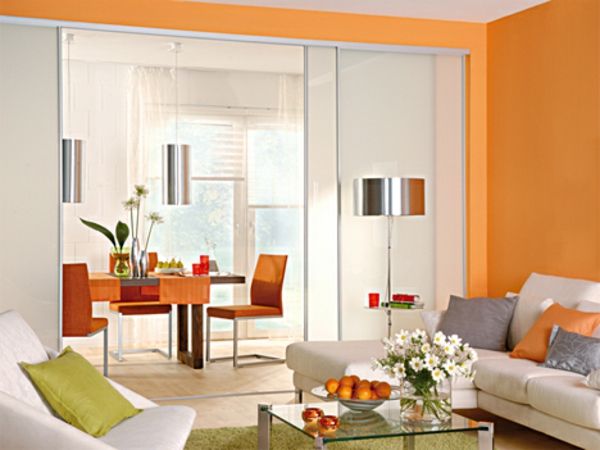 oda bölücü başlık-sürgülü kapılar-kendinden yapılı - duvar rengi turuncu