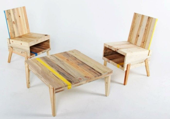 reciclare mobilier interesant-masă și două scaune-