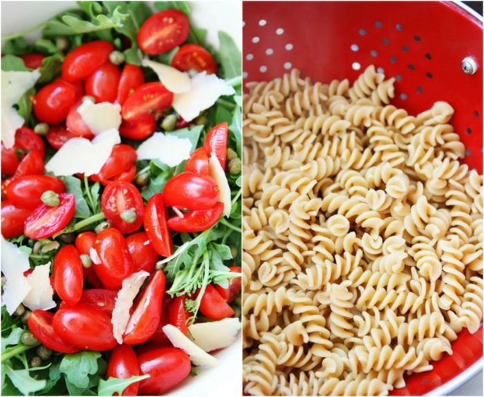 enkelt recept på pasta sallad - körsbärstomater, parmesan och örter