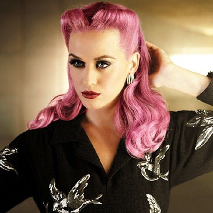 rockabilly coafura 50s stil roz-păr mediu