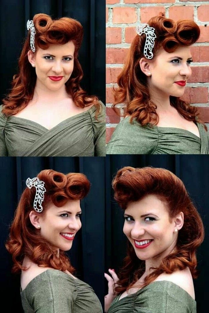 penteados e quatro rockabilly papel de parede criativo-avermelhado cabelo