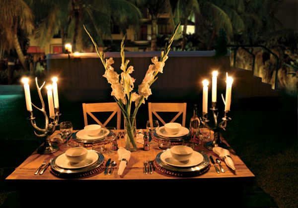 lit večerja miza-in-vrt