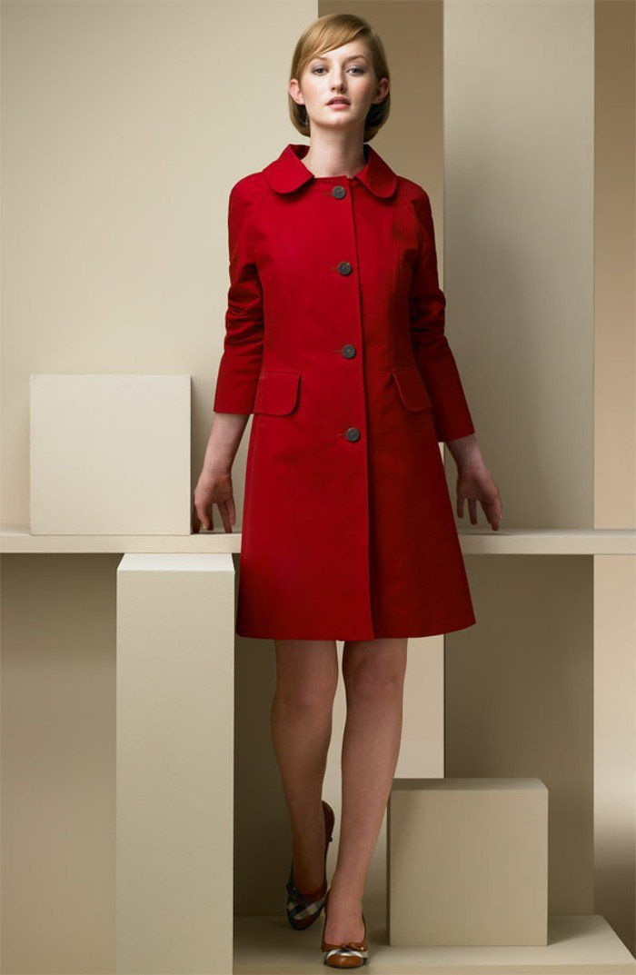 romantisk-modell rød Burberry trench coat for damer