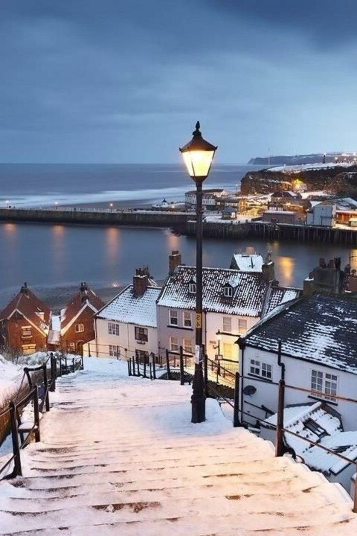 romantiškas žiemos nuotrauka iš Šiaurės Jorkšyro Anglijoje